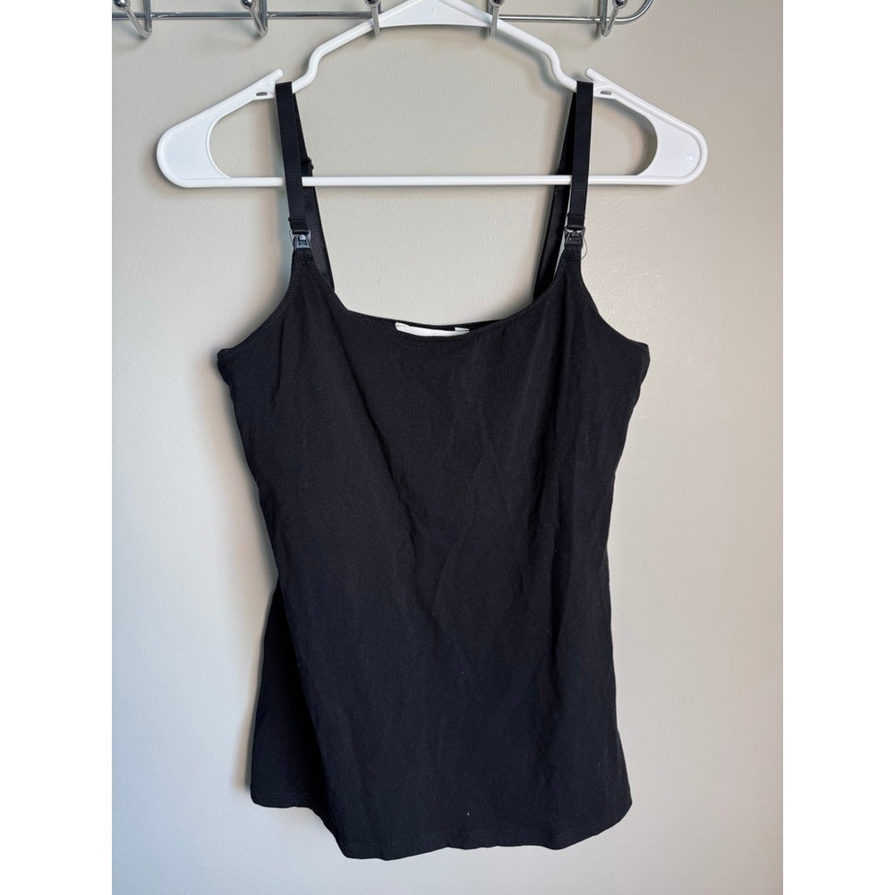 H&M MAMA‎ Maternity Nursing Camisole Tank Top S Nursing Clips Minimalist Black